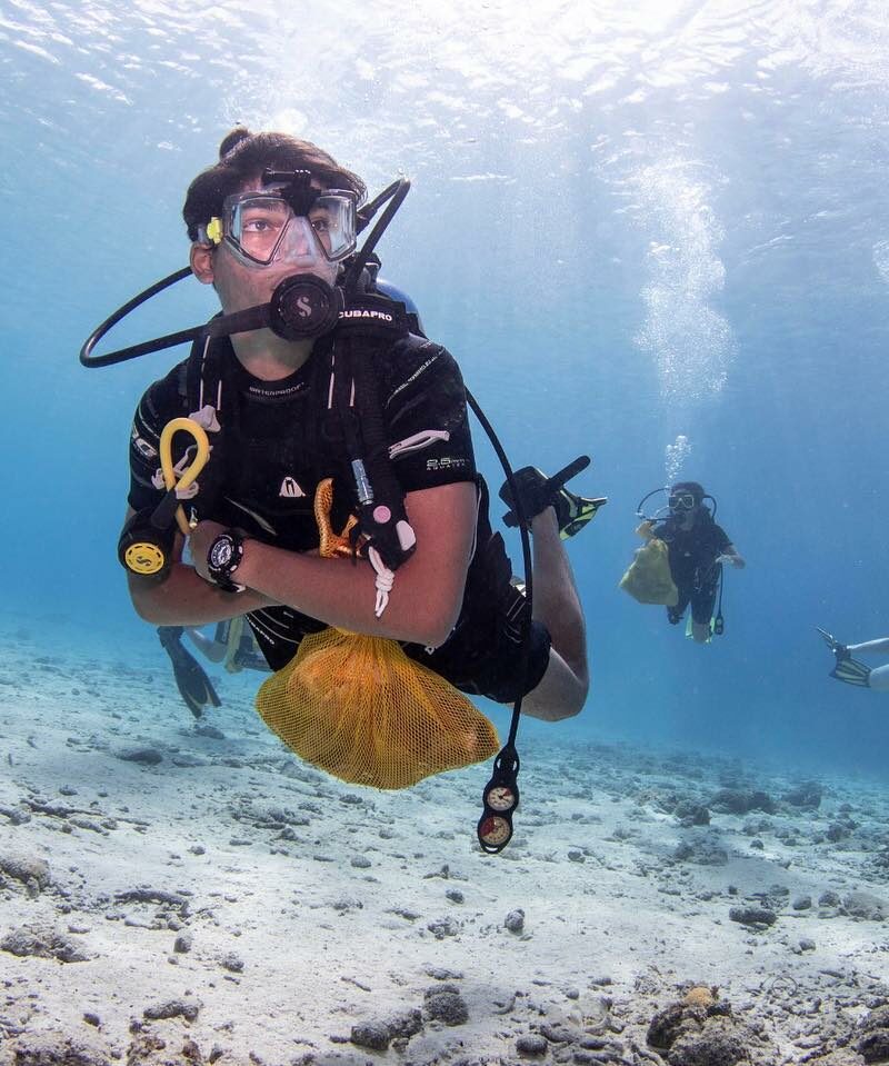 diver cleaning the ocean