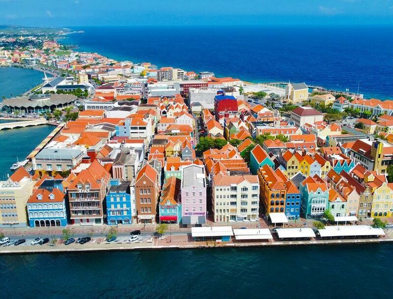 Curacao colorfull houses from the top