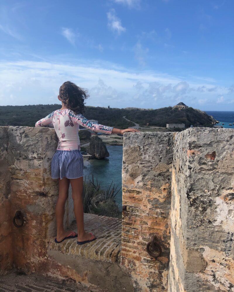 girl looking from the fort
