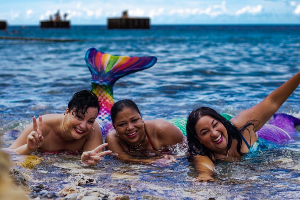 Women in mermaid suits in Curacao